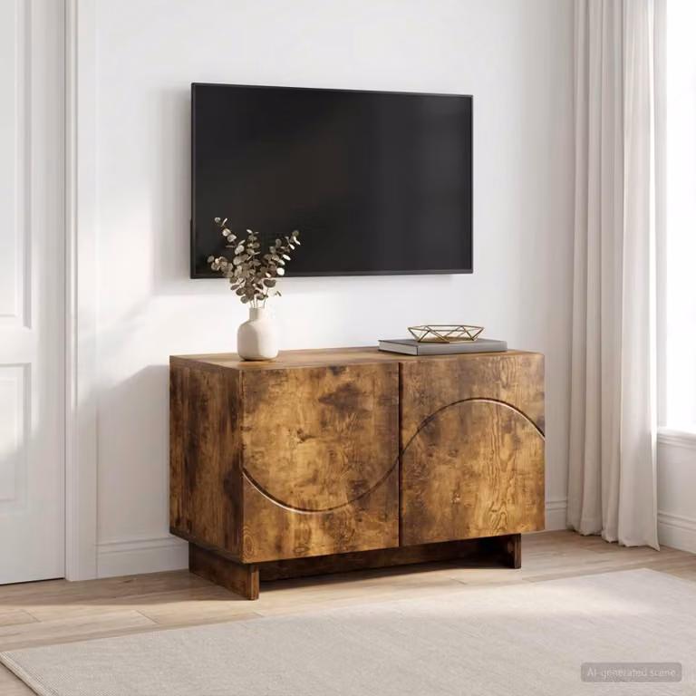 Supporto TV moderno vidaXL in legno ingegnerizzato color rovere fumo L: 60 cm, P: 34.5 cm, H: 40 cm