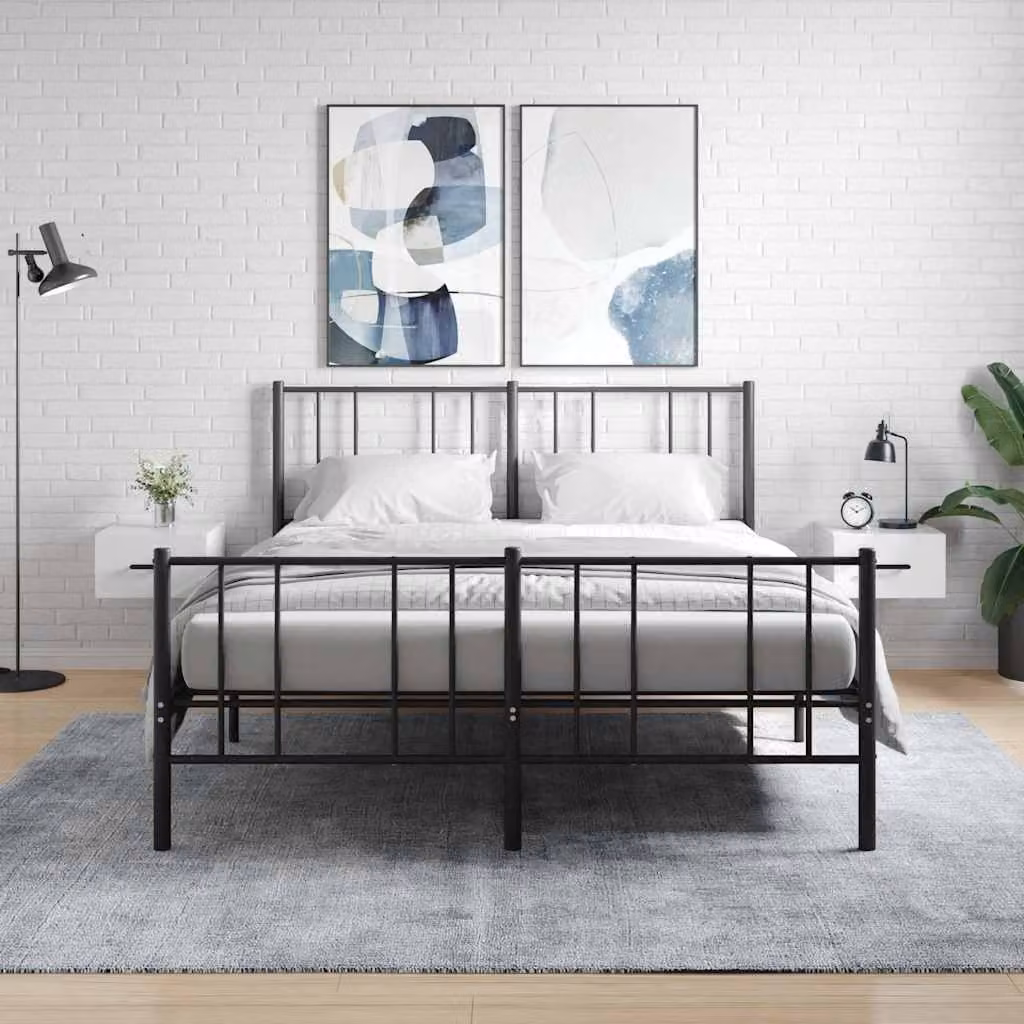 Set di 2 comodini da muro vidaXL in bianco lucido L/P/H: 35 x 35 x 20 cm
