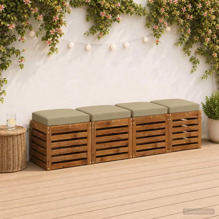 Set di 4 cuscini per sedile vidaXL SOEST in poliestere, colore verde, design moderno rettangolare con rivestimento rimovibile e lavabile