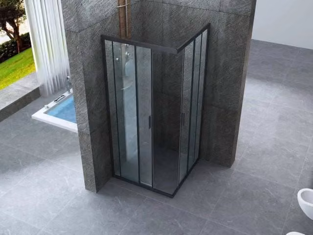 Box doccia scorrevole profilo nero cristallo 6mm trasparente anticalcare h.190cm Doliso Noir 75x100 cm
