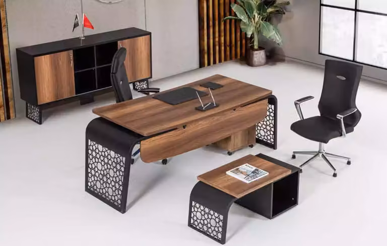 Moderner Holt Büro Eckschreibtisch Büroschrank Aktenschrank Couchtisch