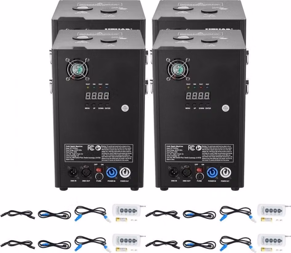 Macchina per scintille 700W in lega di alluminio - Macchina per fuochi d'artificio con controller DMX - Regolabile da 2 a 5 metri - Macchina per scintille a freddo - 7 minuti per ricarica - Ideale per matrimoni, spettacoli DJ, feste