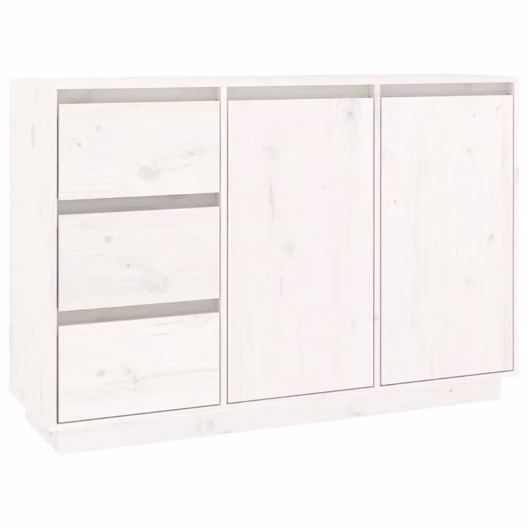 Credenza Bianca 111x34x75 cm in Legno Massello di Pino