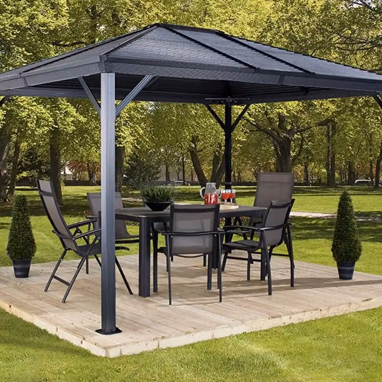 Gazebo Ventura in alluminio ed acciaio Ezooza colore antracite L: 296 cm, P: 296 cm, H: 260 cm – 2