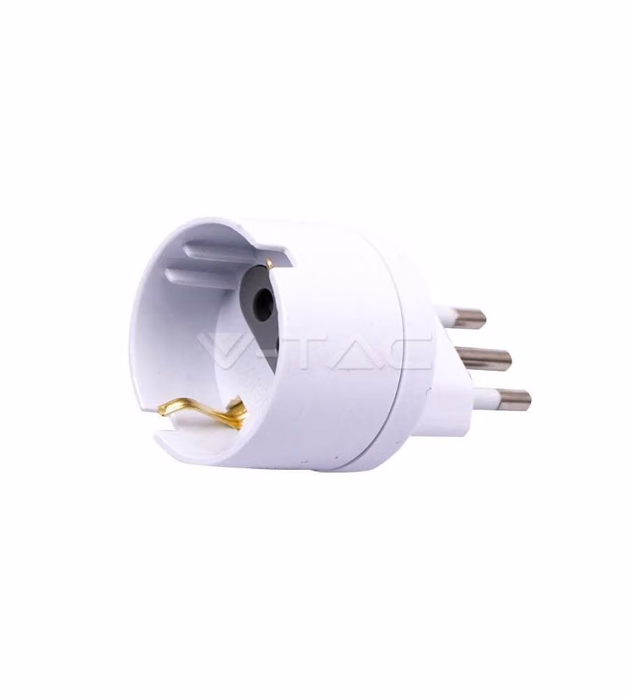 Adattatore con Spina 10A 2P+T e Presa 10A 2P+T + Shuko Colore Bianco