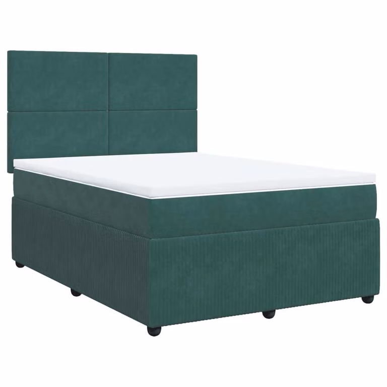 Giroletto a Molle con Materasso Verde Scuro 160x200 cm Velluto