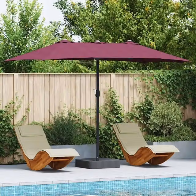 Ombrellone da giardino e spiaggia Rosso Bordeaux in poliestere con struttura in acciaio L: 385 cm, P: 209 cm, H: 244 cm – 1