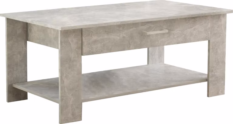 Milani Home - tavolino da salotto moderno 110 x 60 x 44 cm, color cemento, con mensola inferiore
