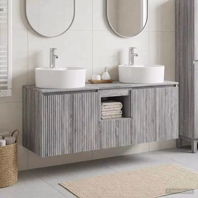 Set di Armadi da Bagno 3 pz Sonoma grigio 49,5 x 44,5 x 65 cm 3405683