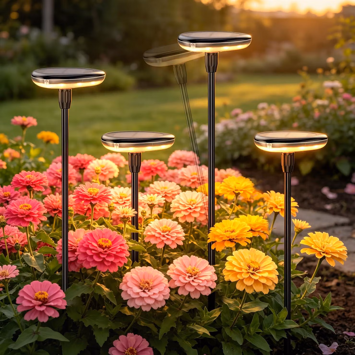 4 luci solari a LED bianco caldo, grado di protezione IP65, impermeabili, batteria da 1000 mAh