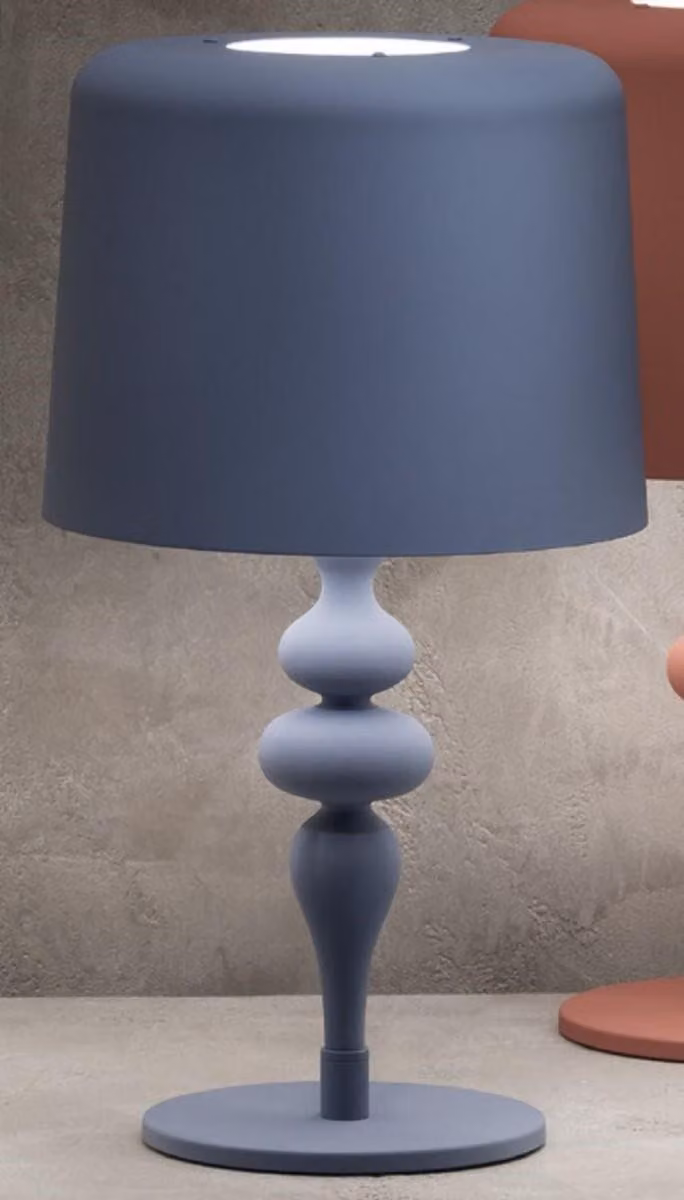 Casa Padrino lampada da tavolo art déco blu Ø 50 x H. 180 cm - Lampada da tavolo art déco rotonda con paralume in alluminio - Lampade da tavolo - Qualità lussuosa -  Italy