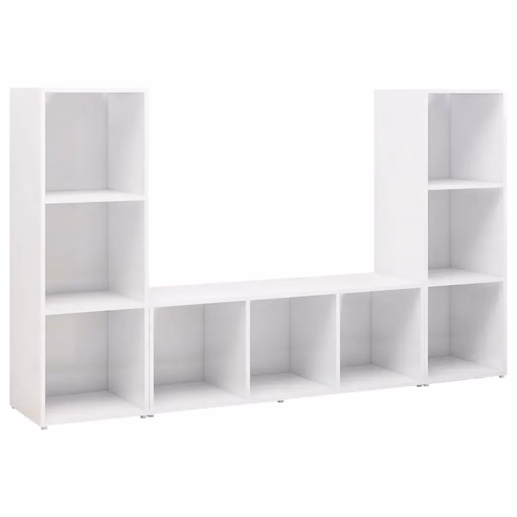 Set di 3 mobili TV vidaXL in legno multistrato bianco per soggiorno L: 107 cm, P: 35 cm, H: 37 cm – 2