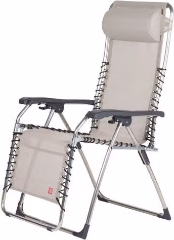 Poltrona relax girevole da esterno MOVIDA Fiam colore beige con struttura in alluminio e seduta in textilene