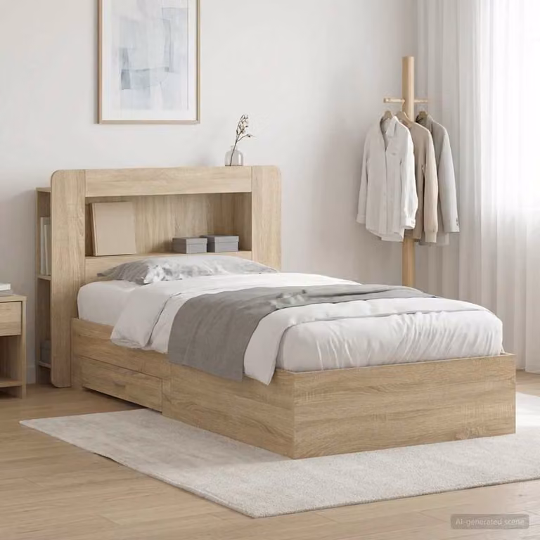 vidaXL Telaio del letto con cassetti Rovere Sonoma, L 80 x P 200 cm