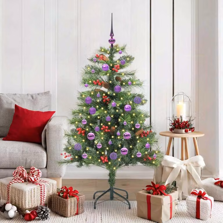 Maison Exclusive - Albero di Natale artificiale con 150 luci a LED, luce bianca calda, realizzato in PVC e metallo