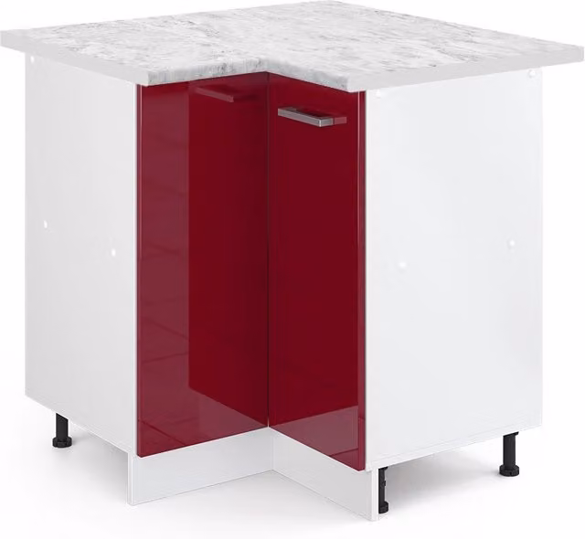 Mobile ad angolo cucina R-Line Rosso lucido/Bianco 75.6 cm, PL Marmo Vicco