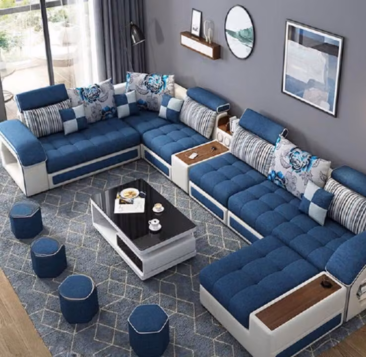 Ecksofa U-Form Polster Modern Relax Sitz Luxus Möbel Wohnlandschaft Sofa Couch