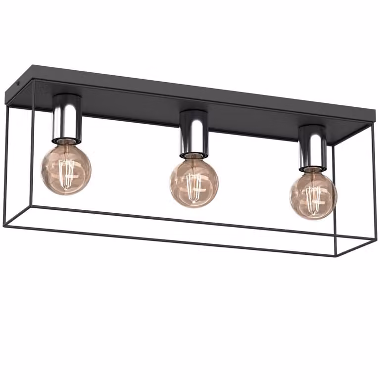 Lampada a sospensione Homen nero opaco-cromata 3xE27x15W in metallo, dimensioni: 22x55x14 cm, IP20, Luminex