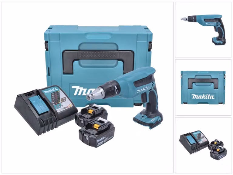 Makita DFS 451 RFJ Avvitatore a batteria 18 V 4000 giri/min + 2 batterie 3,0 Ah + caricabatteria + Makpac