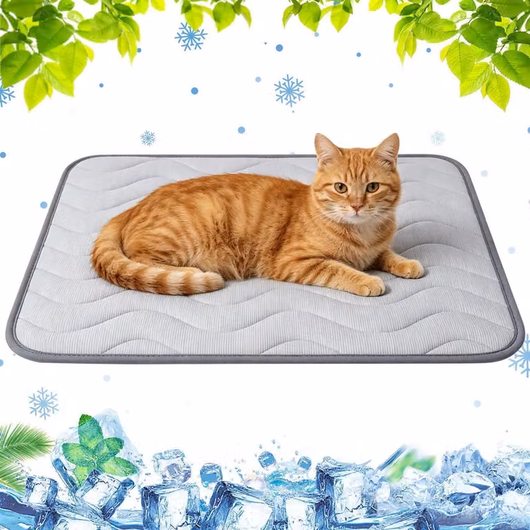 Tappetino refrigerante per cani e gatti, autorigenerante, in tessuto effetto ghiaccio, colore grigio, dimensioni 50x40 cm