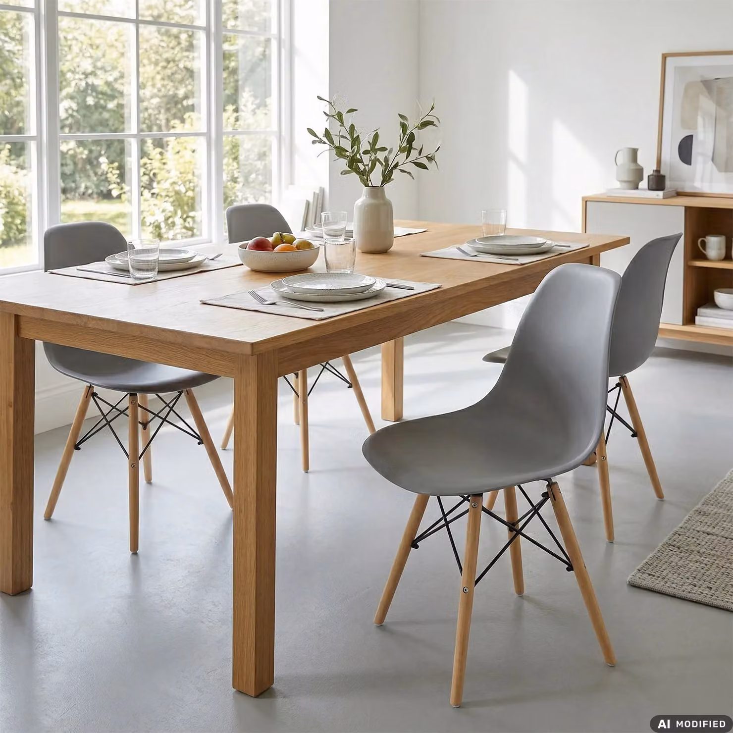 Sedia da pranzo Nordica VESTIAMO CASA in polipropilene grigio con gambe in legno di faggio, H 82 x L 52 x P 47 cm – 2
