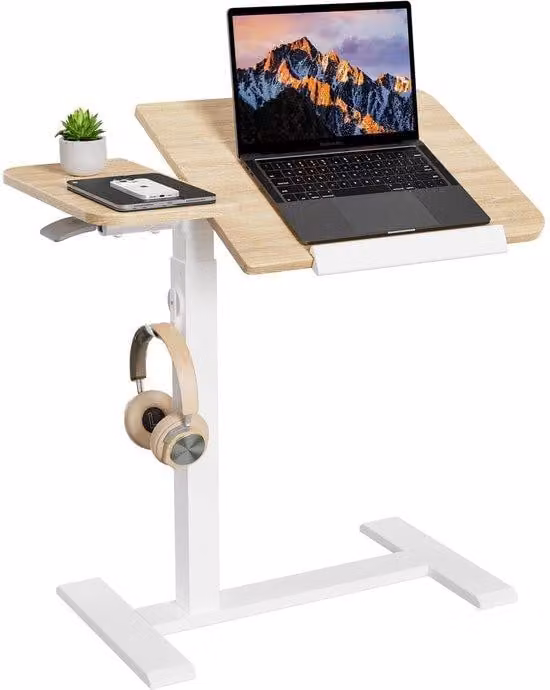 Azomor® Tavolino per laptop regolabile in altezza con piano inclinabile e rotelle nascoste