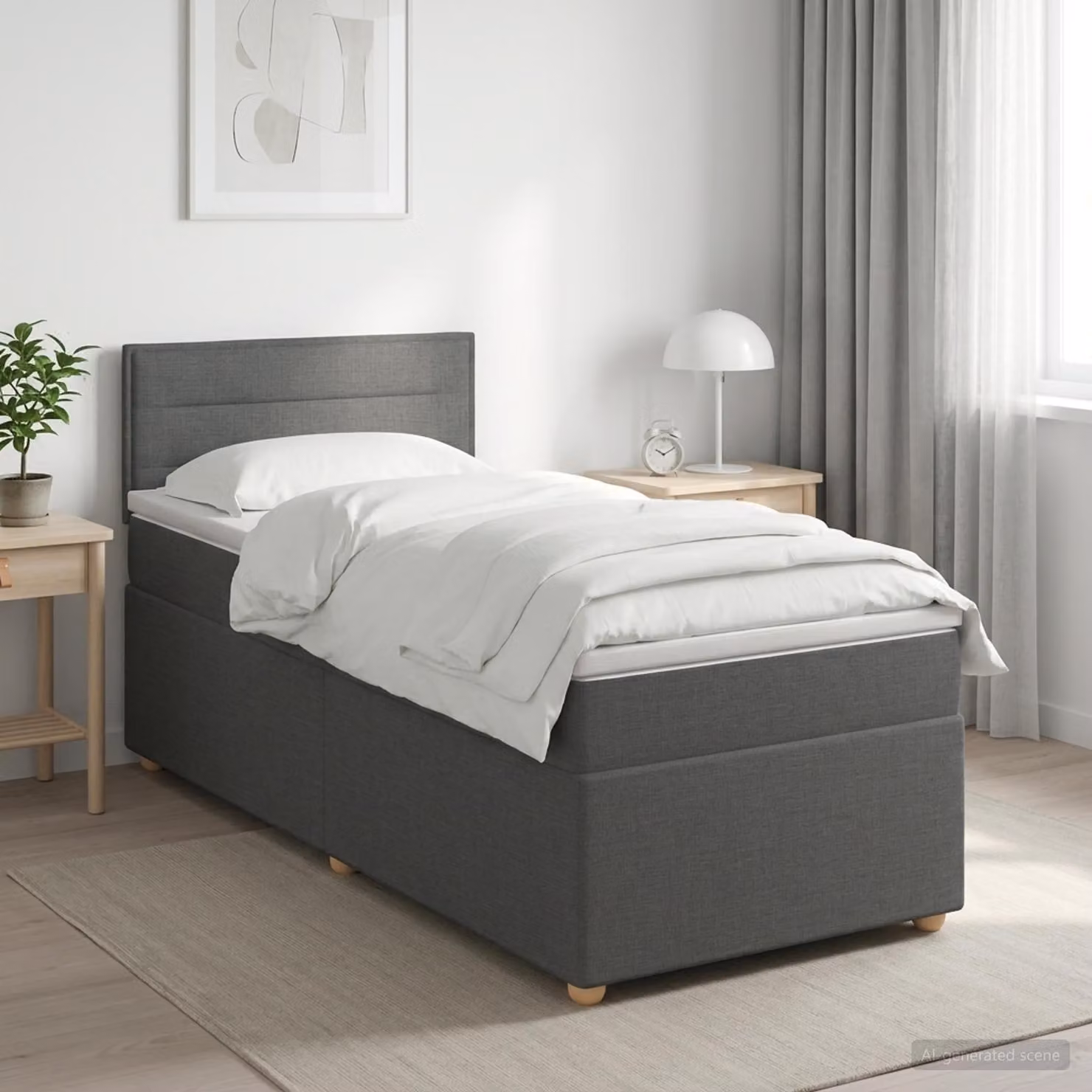 Maison Exclusive - Letto boxspring con materasso grigio scuro 90 x 200 cm tessuto