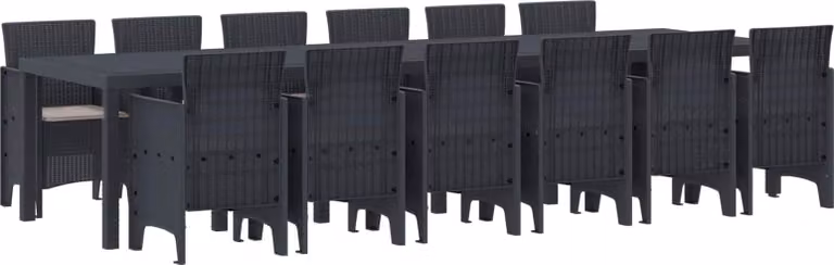 Set da Pranzo per Giardino 13 pcs Antracite Rattan Polt