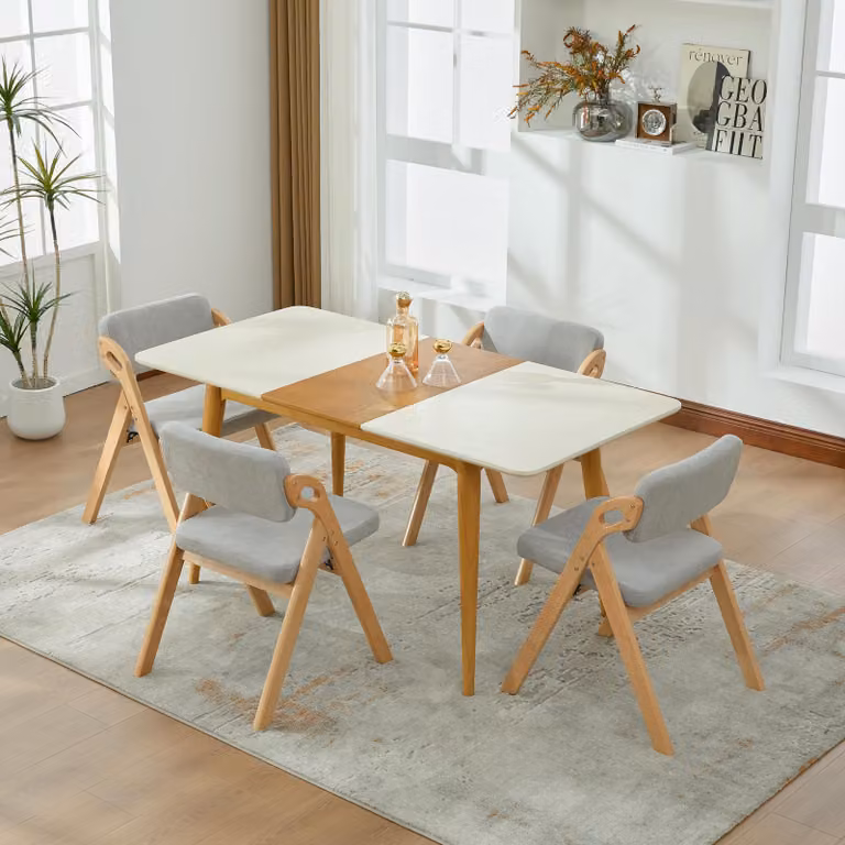 Sedie pieghevoli con seduta imbottita in legno massello (faggio), set di 4 sedie da pranzo impilabili, ideali come sedie aggiuntive per cucina, ufficio, matrimoni, feste, picnic. Gary Gray