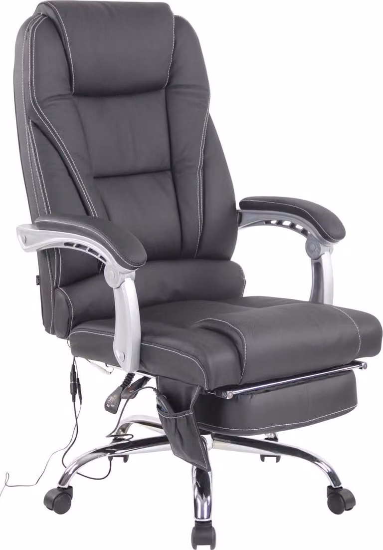 Sedia massaggiante ergonomica - sedia da ufficio - con funzione massaggio e poggiapiedi regolabile | Colore: nero