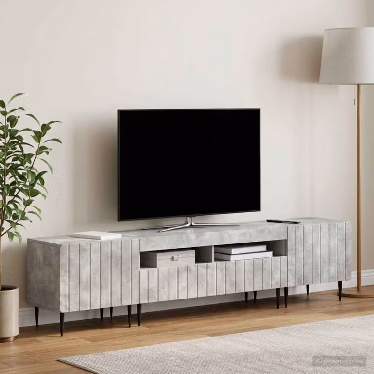 Mobile TV LED vidaXL ZWOLLE Grigio Cemento con 3 pezzi e design moderno in MDF