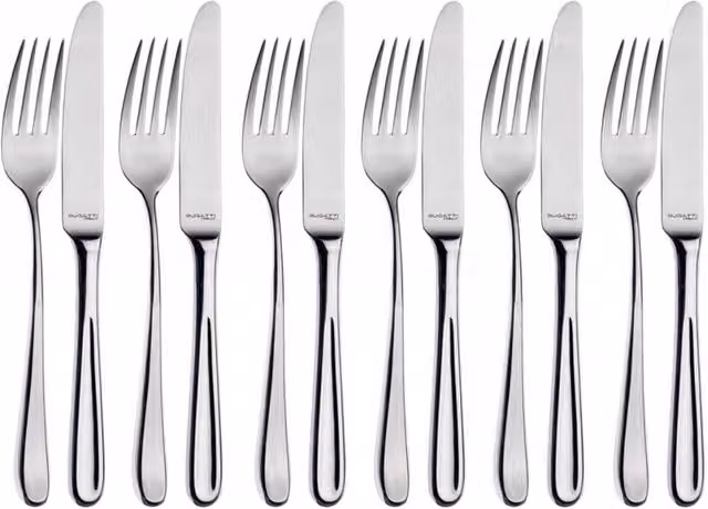 Set di 12 posate per frutta Futura di Casa Bugatti in acciaio inox color argento lucido