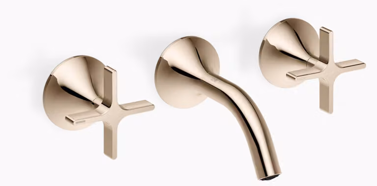 Dornbracht VAIA Mélangeur mural pour lavabo sans vidage, poignée croisillon, saillie 125mm, 36702809-47, 36702809-47