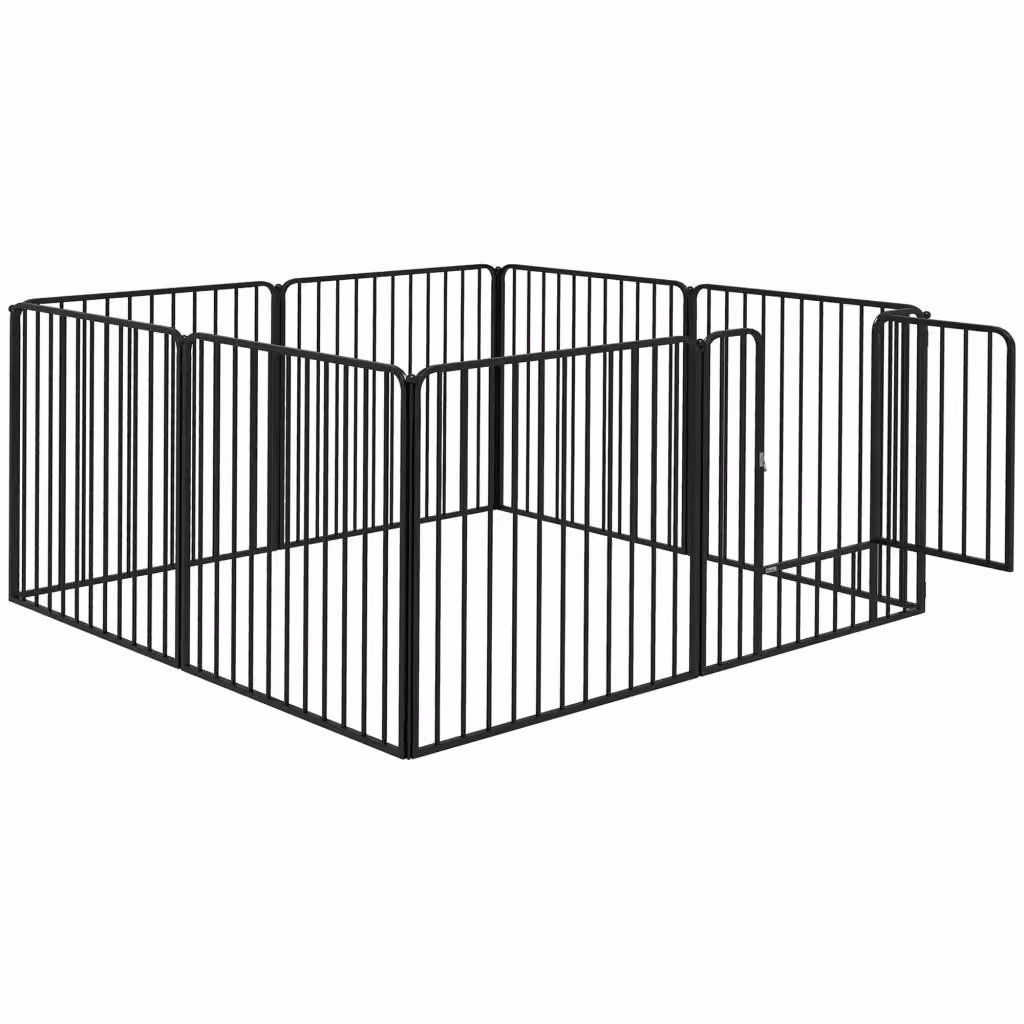 Recinzione modulare per cani Minimal in acciaio, 8 pannelli, nero, L/P/H: 164 x 164 x 80 cm – 2