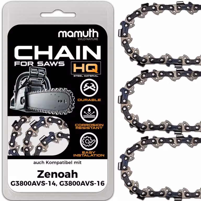 3 catene per motosega, lunghezza 40 cm, passo 1,3 mm, larghezza 3/8", modello 56 TG, compatibili con motoseghe Zenoah G3200 e G3300