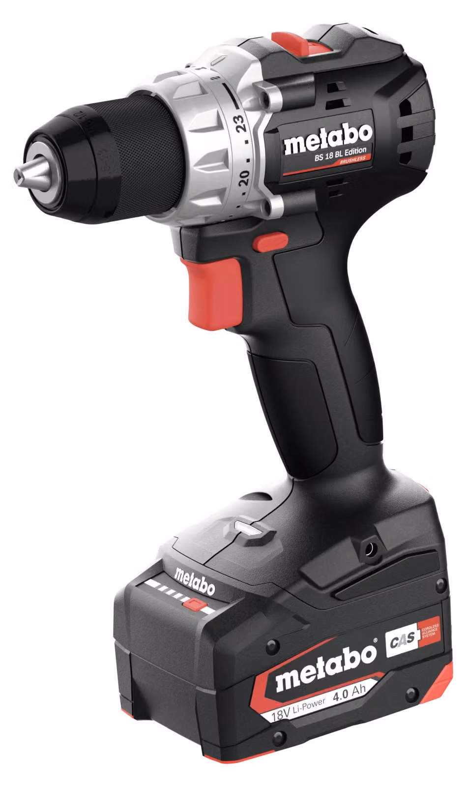 Trapano avvitatore a batteria Metabo BS 18 Black Edition, completo di batteria da 4,0 Ah e caricabatterie