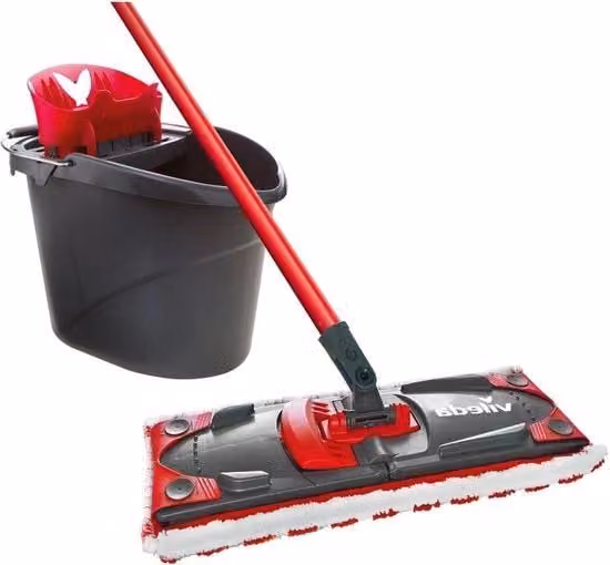 Set di pulizia pavimenti Vileda con secchio e mop in microfibra rosso