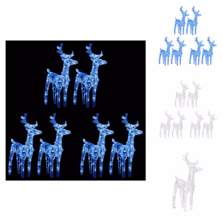 vidaXL LED Renna 6 pz. Blu 240 LED acrilico - Luci di Natale