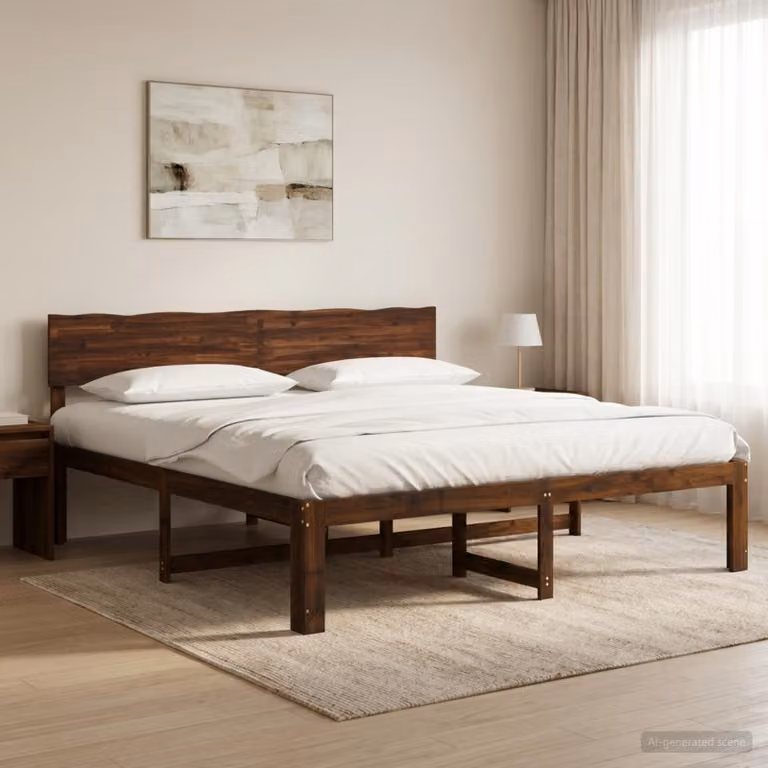 Letto matrimoniale vidaXL ROSTOCK in legno di acacia marrone scuro L/P/H: 200 x 200 x 91 cm
