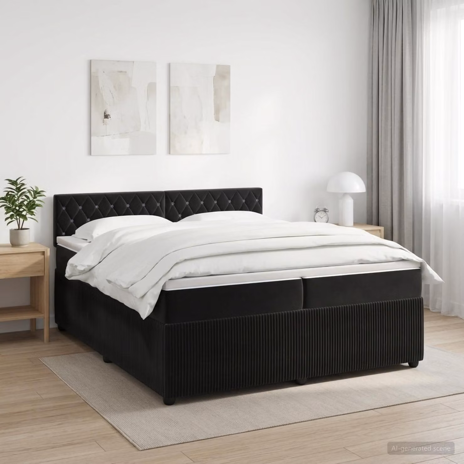 Letto box spring con materasso vidaXL in velluto nero 200 x 200 cm