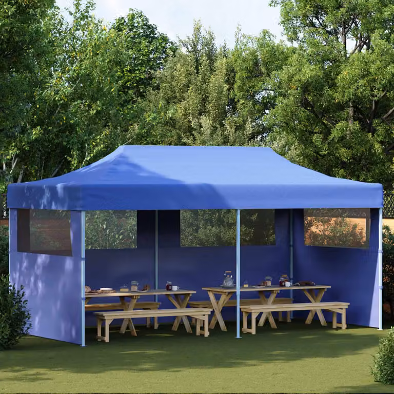 Tenda Party vidaXL in tessuto Oxford blu con struttura in acciaio e poliestere L/P/H: 291 x 580 x 315 cm