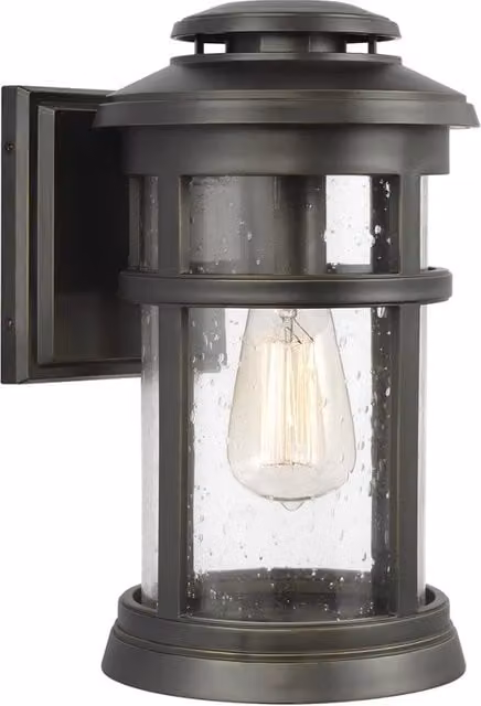 Applique da esterno classica Newport Feiss in bronzo con vetro trasparente, attacco E27 60W, protezione IP44 – 1