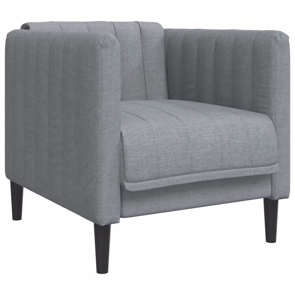 Poltrona Lounge Moderna in Tessuto Grigio con Braccioli e Struttura in Legno – 2