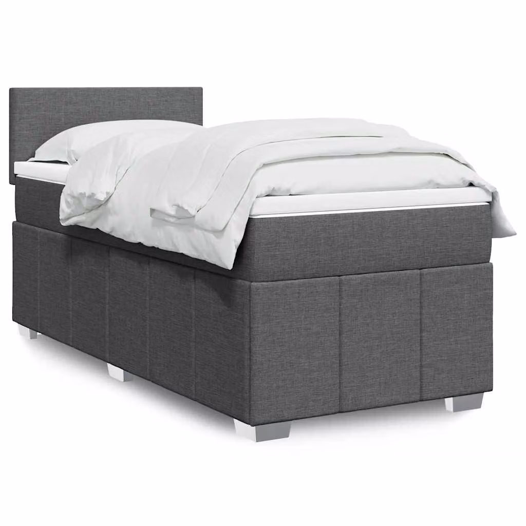 vidaXL Giroletto a Molle con Materasso Ibrido in Tessuto Grigio e Bianco L/P/H: 80 x 200 cm