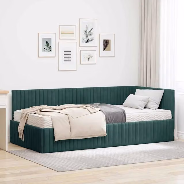 Struttura Letto Angolare con Materasso 2 pz-Giroletto con materasso Verde Velluto 853497