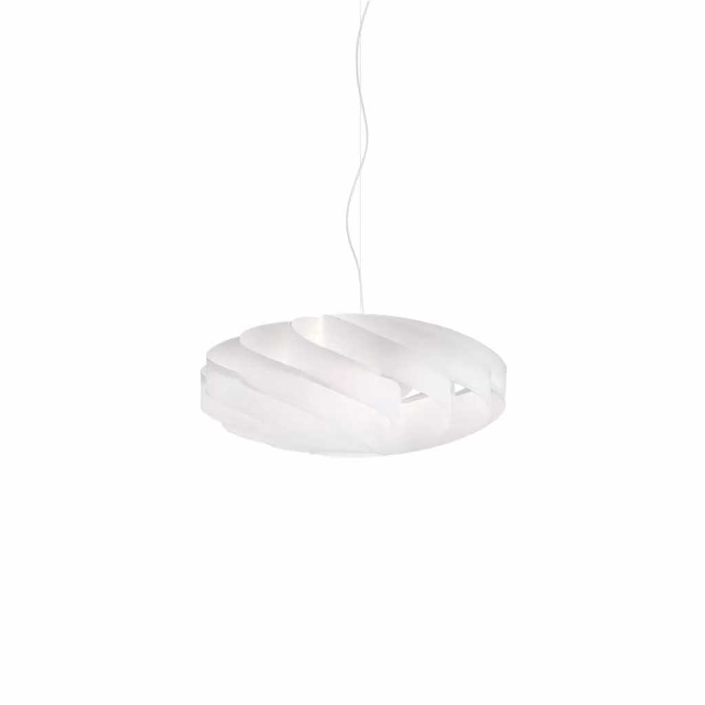 Lampada a sospensione moderna Linea Zero Flat Polilux Bianco e Metallo Cromo con 1 luce E27 – 2