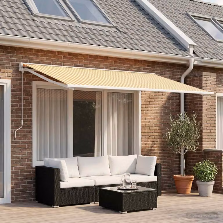Telo di ricambio per tenda da sole vidaXL in poliestere, Giallo e Bianco, L 250 cm x P 195 cm