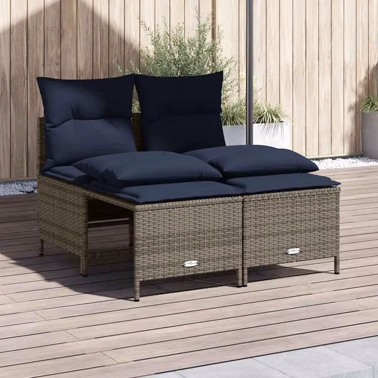 Maison Exclusive - Set divano da giardino a 4 pezzi con cuscini, grigio, polyrattan