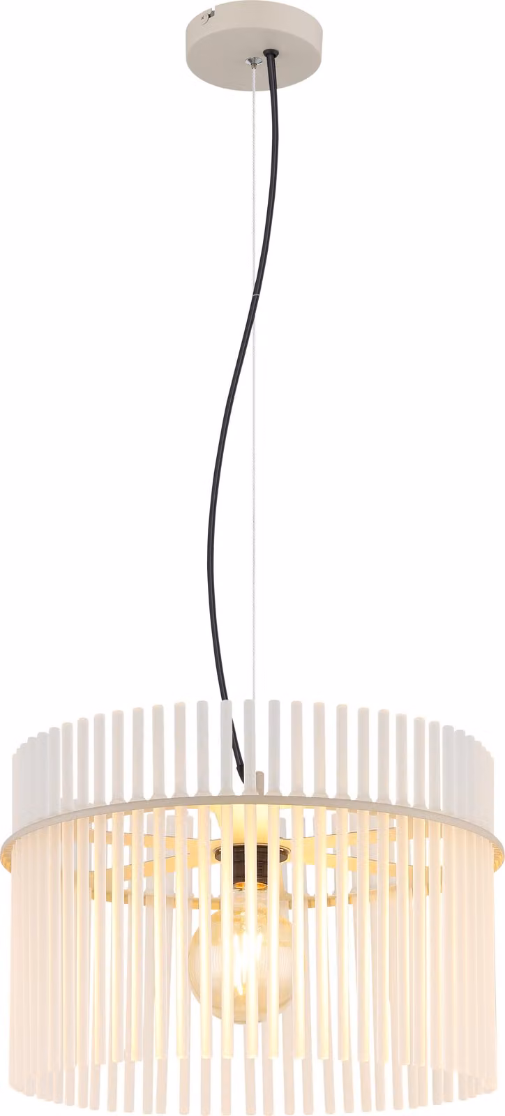 Lampada a sospensione, regolabile in altezza, color sabbia, vetro, H 150 cm