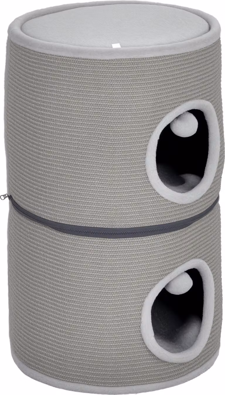 Pawhut Torre modulare per gatti, tiragraffi per gatti con cerniera separabile a 3 livelli, due palline, grotta per gatti e nascondiglio, altezza 69 cm, grigio